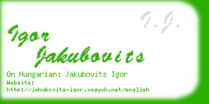 igor jakubovits business card